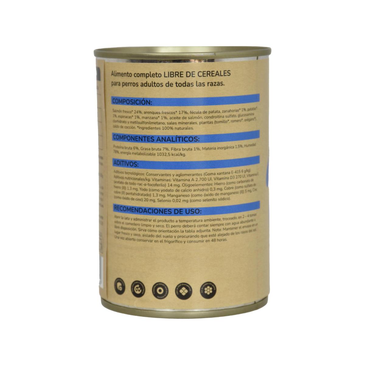 Pack 6 x Grain Free Superpremium Wet Dog Food Salmon 380 g Planeta Huerto