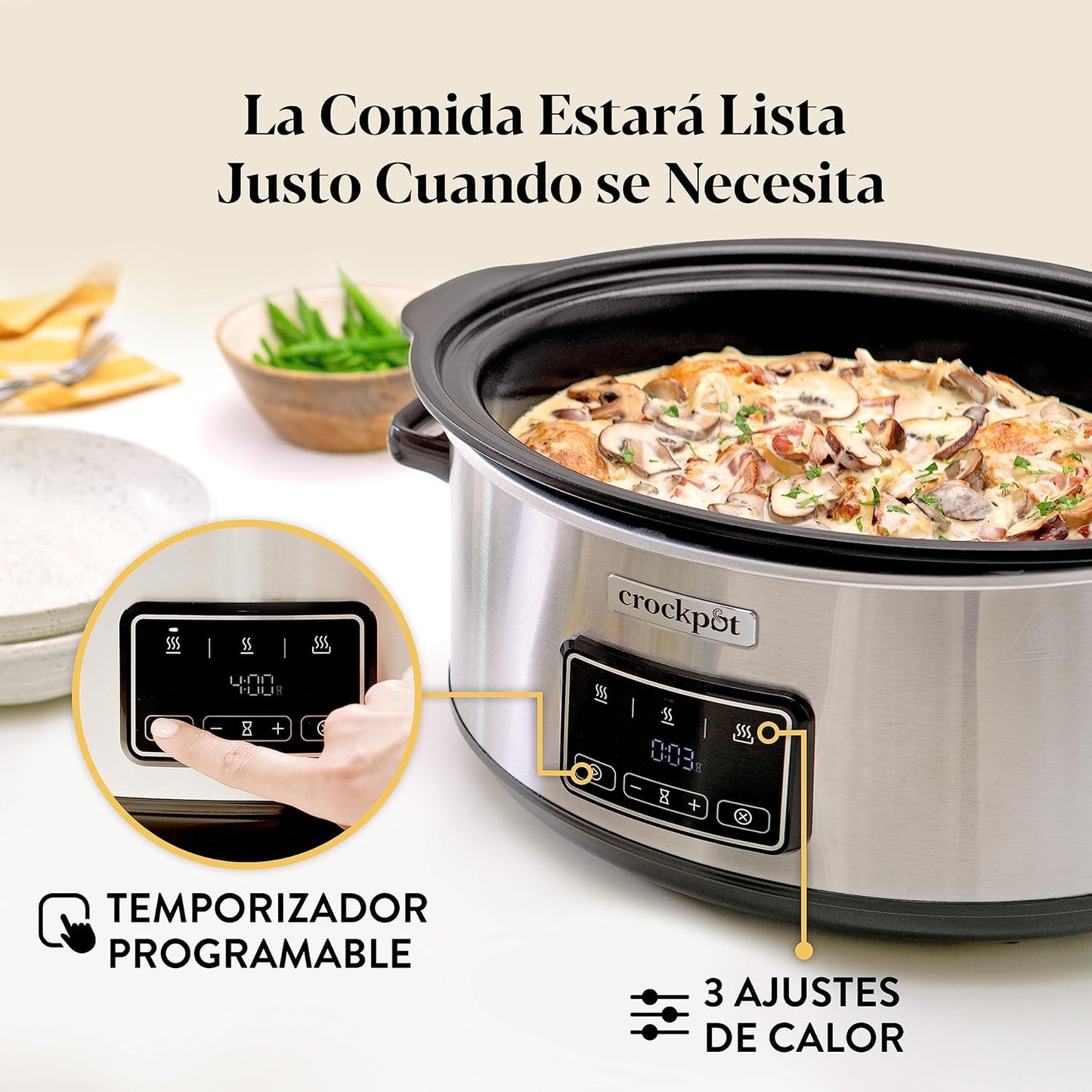 Crockpot Olla digital de cocción lenta digital Sizzle & Stew 6.5 L CSC112X