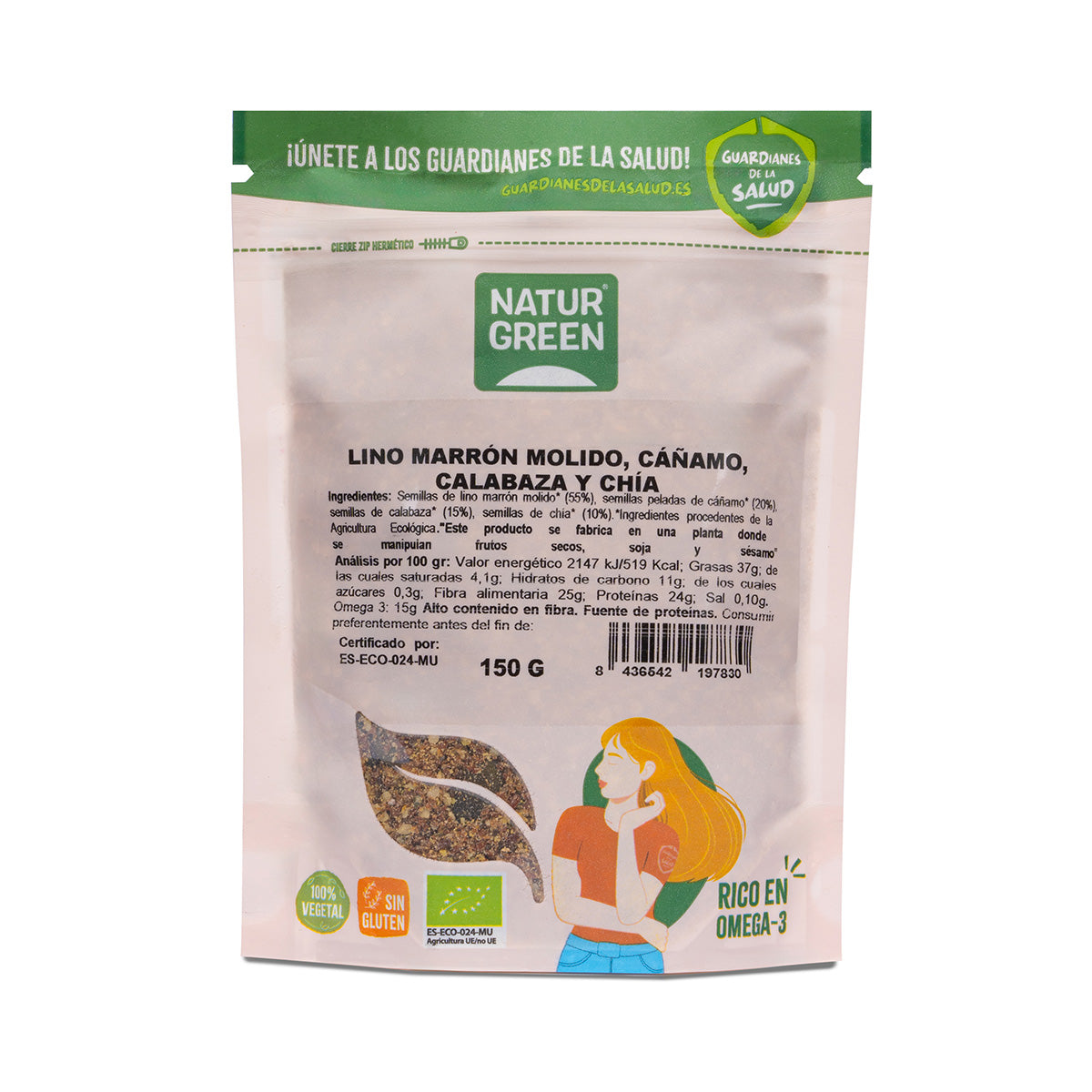 Leinsamen, Hanfsamen, Kürbiskerne und Chiasamen Bio NaturGreen 150 g