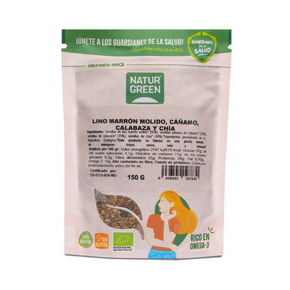 Leinsamen, Hanfsamen, Kürbiskerne und Chiasamen Bio NaturGreen 150 g