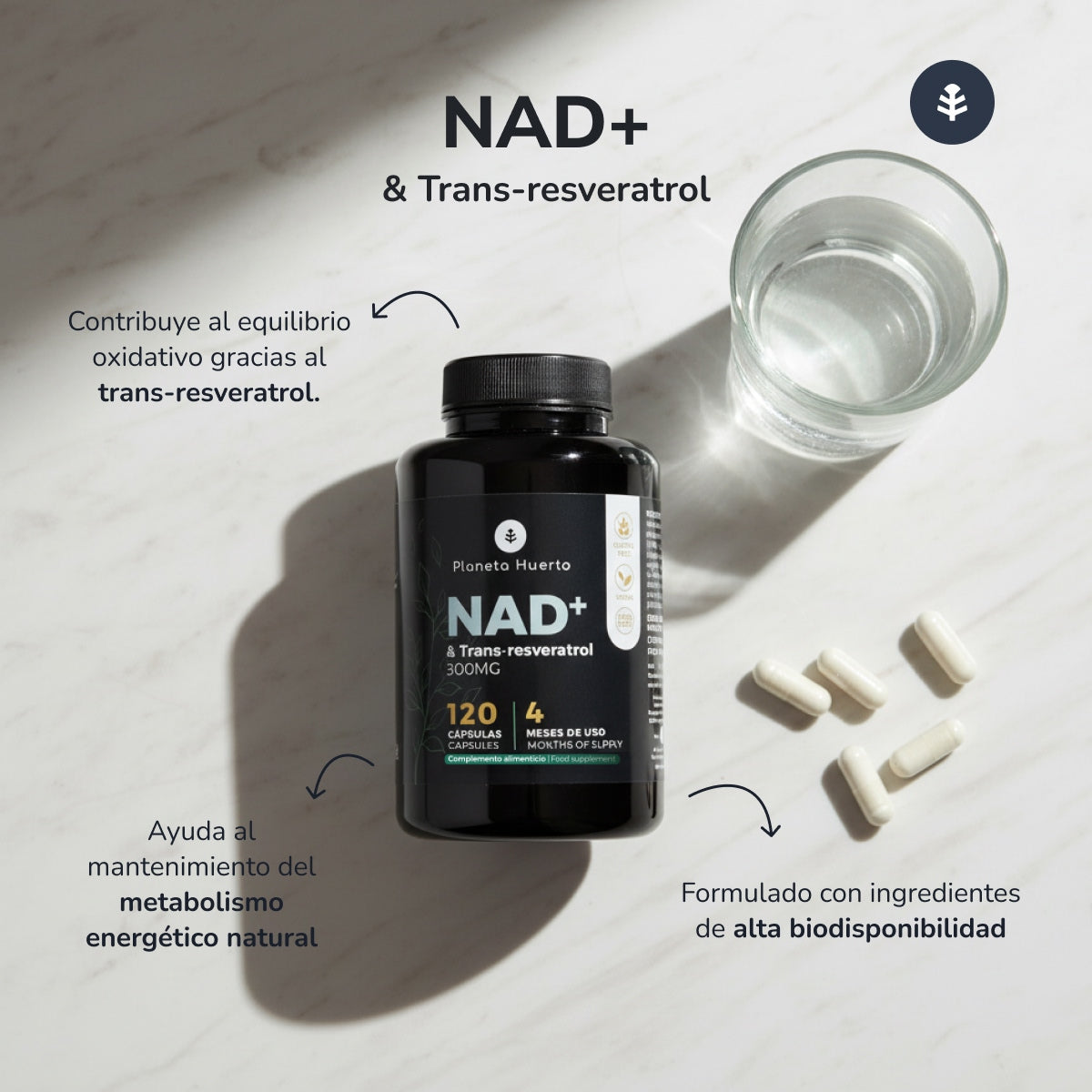 NAD+ Transresveratrol Planeta Huerto 120 kapslar
