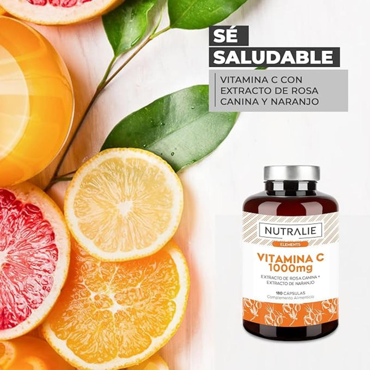 Nutralie Witamina C 1000 mg Rosa Canina + Witamina C Przeciwutleniacz 180 kapsułek