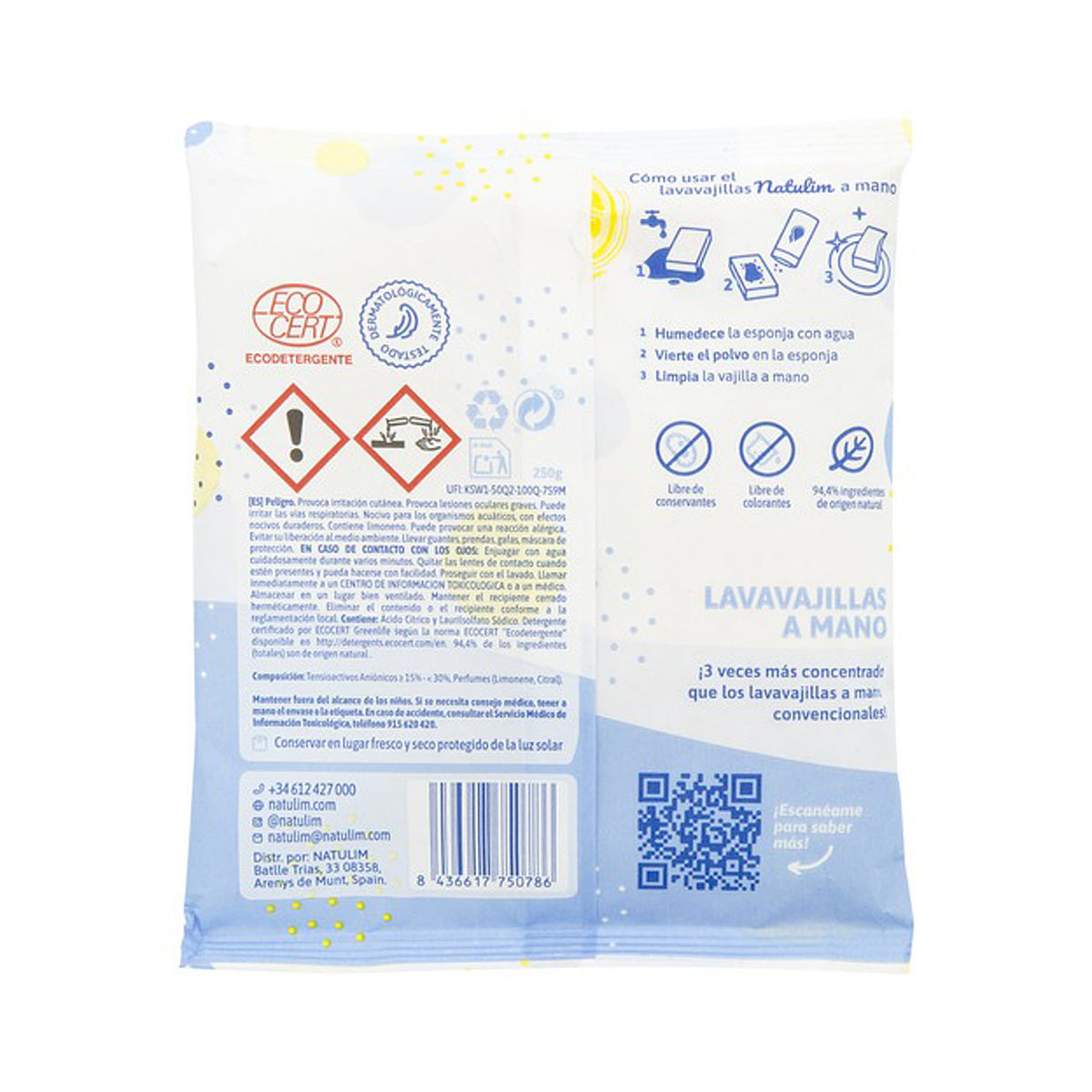 Afwaspoeder voor de hand Natulim citroen 250 g