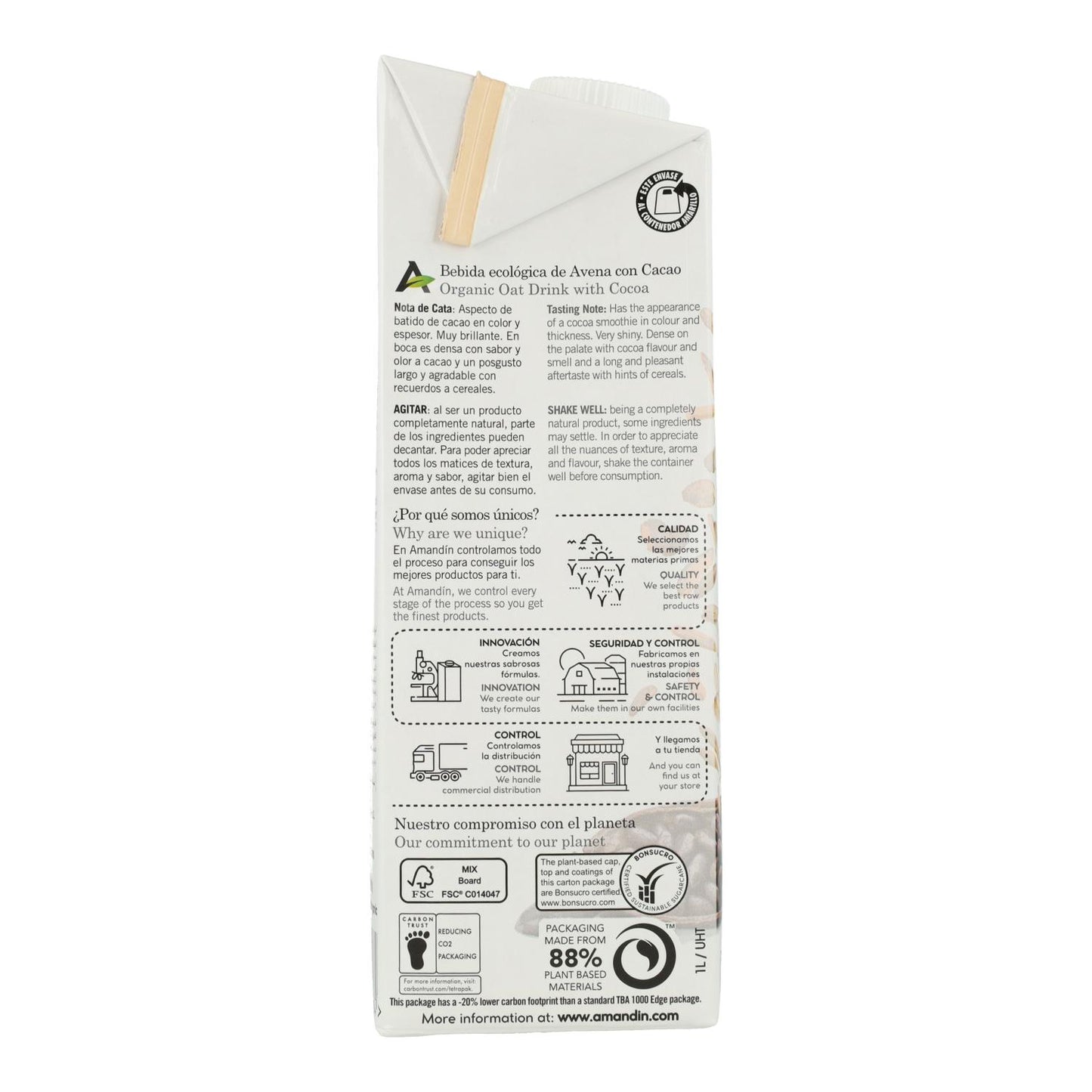 6er-Pack Haferdrink mit Kakao Amandin 1 l