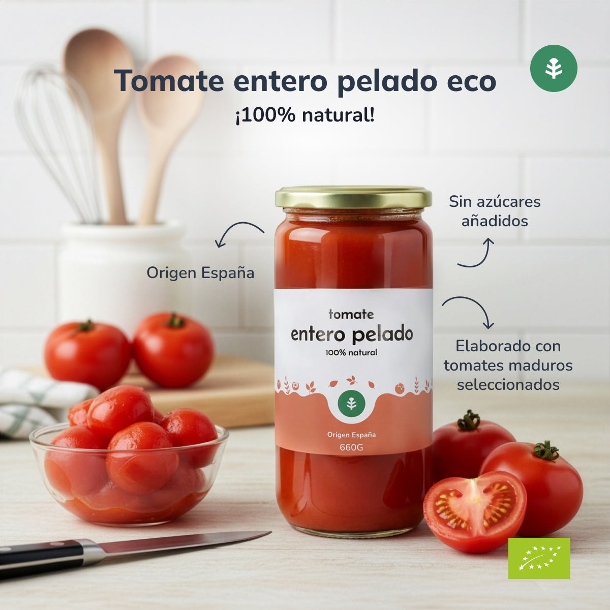 Pomodoro pelato intero ECO Planeta Huerto 660 g