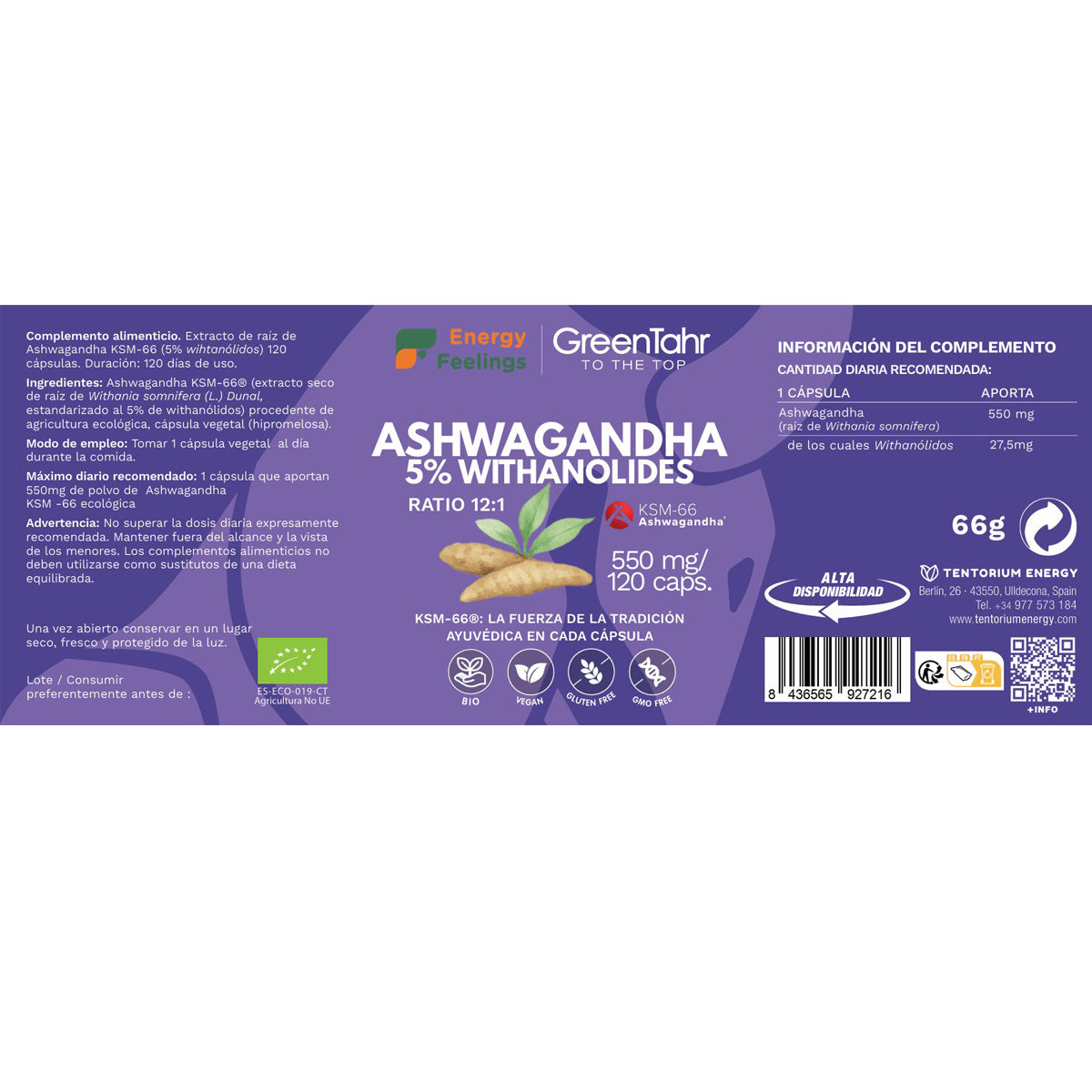 Ashwagandha KSM66 ECO Energy Feelings 120 capsules