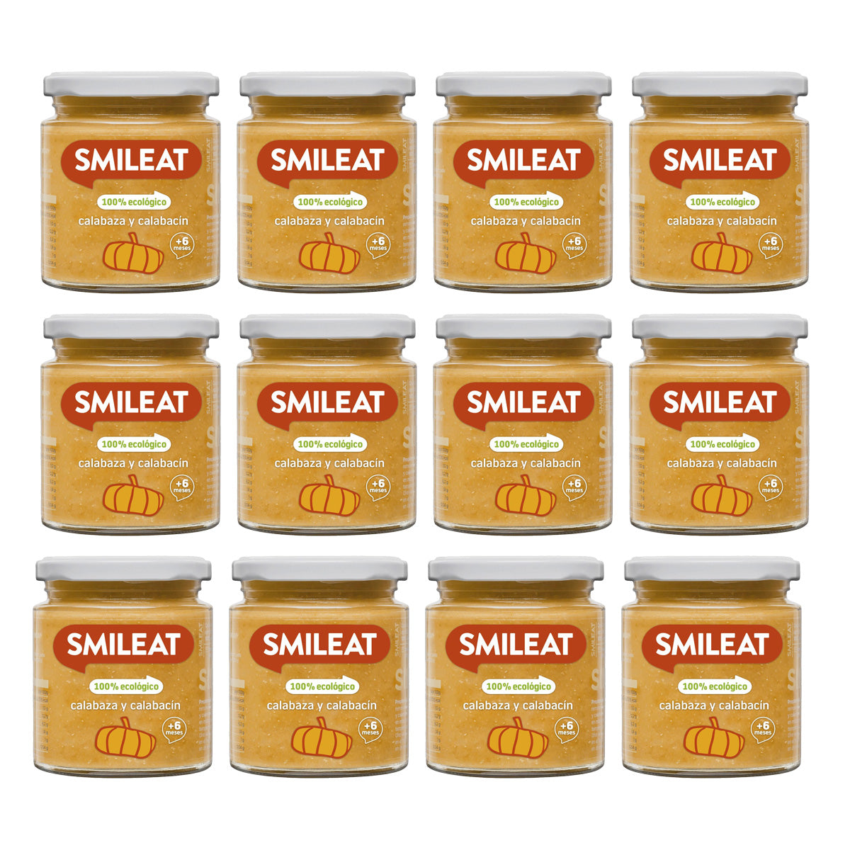 Pack of 12 Organic Pumpkin and Courgette Jars +6 months Smileat 230 g