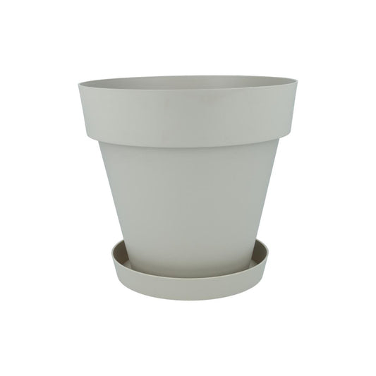 Pakket met pot en schotel in ecru Tes 18 x 15 cm