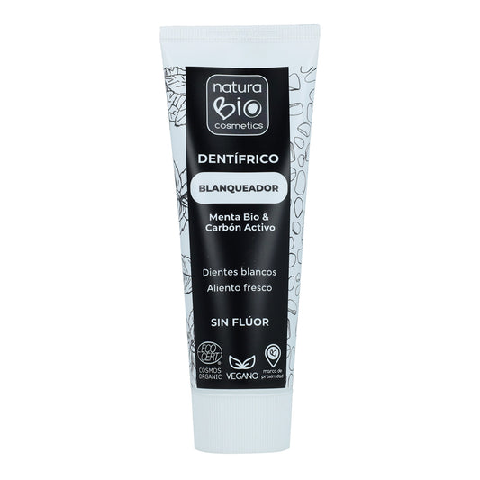 Dentifricio con carbone attivo e menta  Sbiancante Bio NaturaBio 75 ml