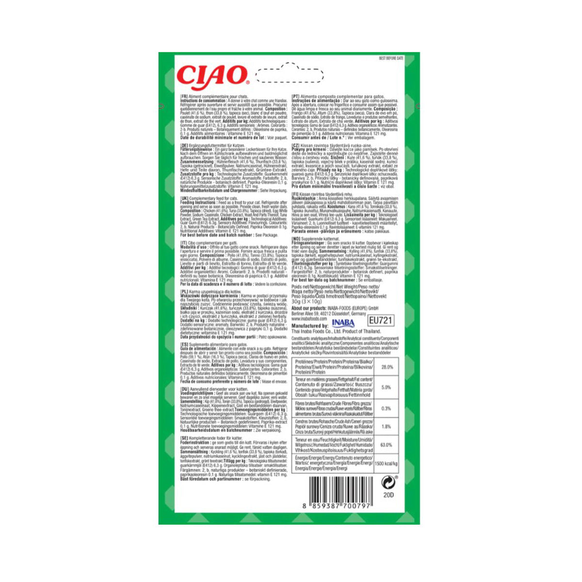 Churu Cat Bites recept met tonijn Snack voor katten 3 x 10 g