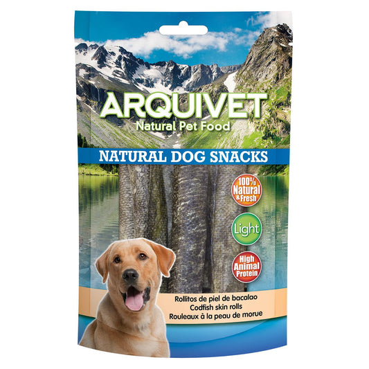 Natuurlijke snack voor honden Rolletjes van kabeljauwhuid Arquivet 70 g