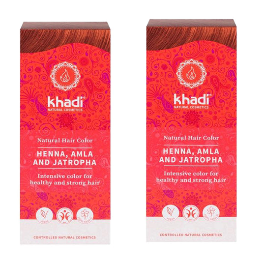 Confezione da 2 henné naturali Amla e Jatropha, Khadi, 100 g