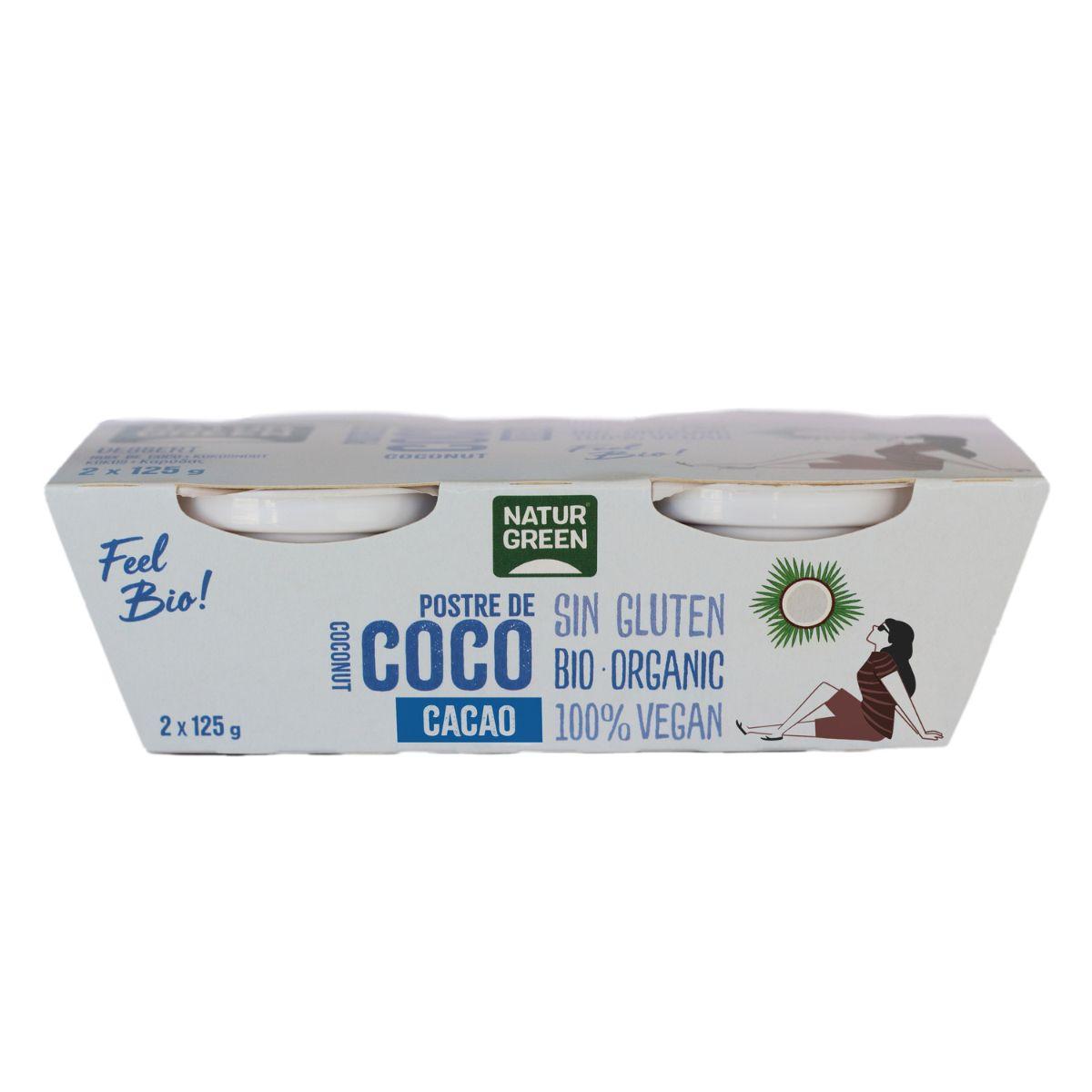Postre de Coco Cacao Naturgreen, 2 X 125 g
