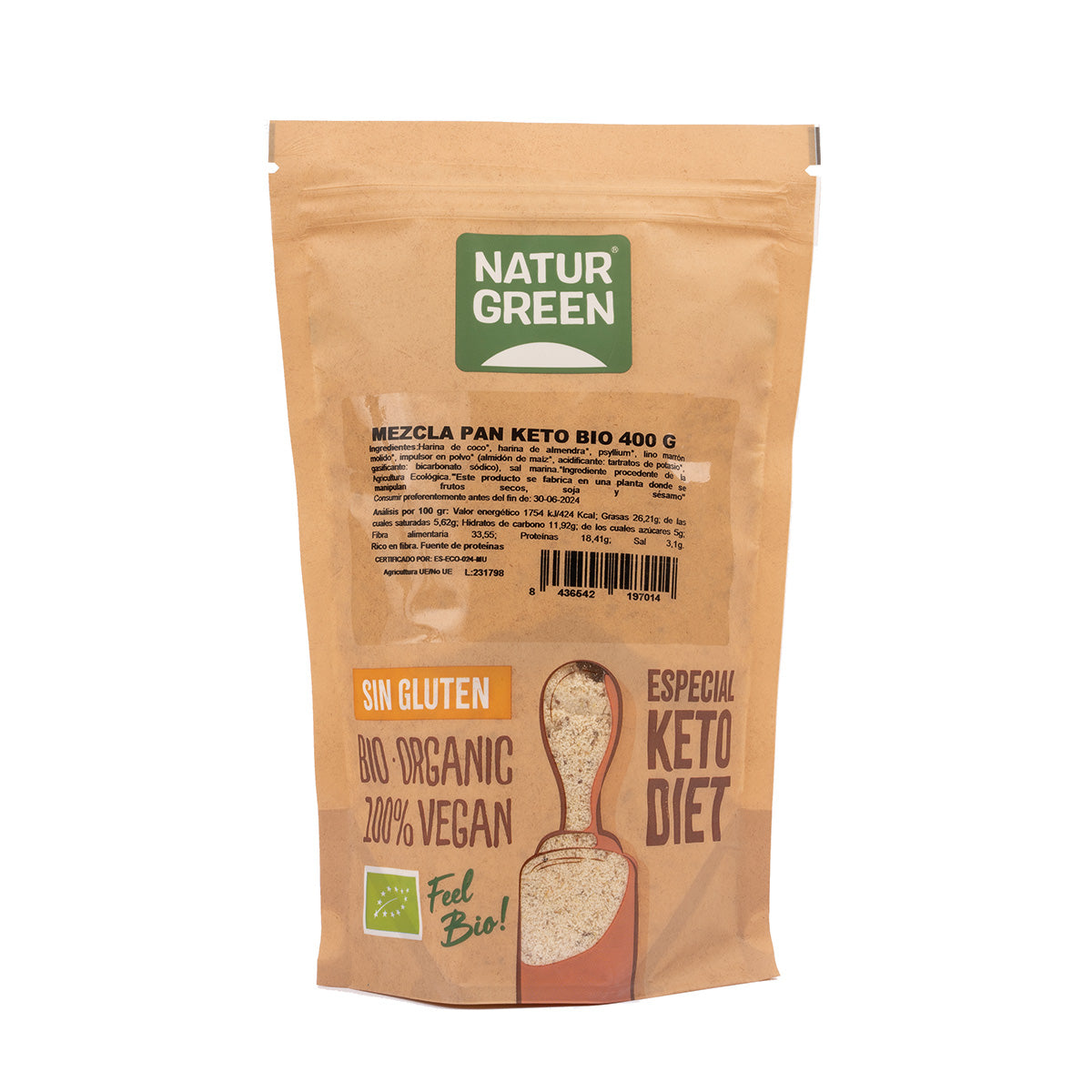 Meelmix voor glutenvrij Keto-brood NaturGreen 400 g
