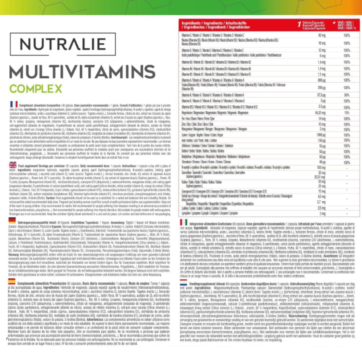 Nutralie Multivitamines Complexe avec 29 actifs 60 gélules