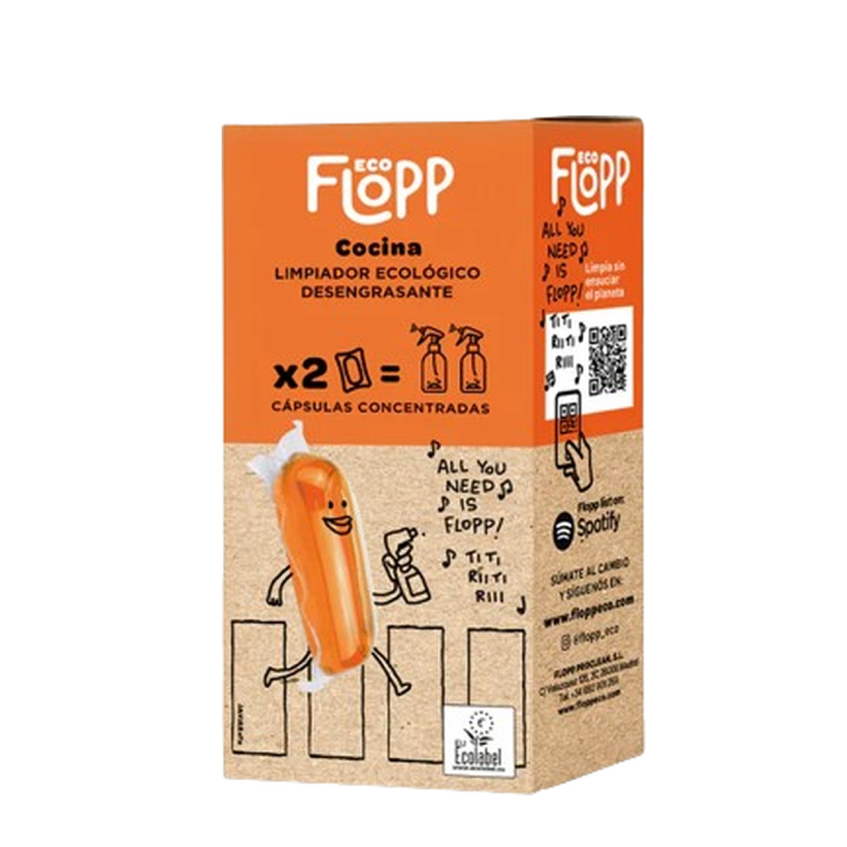 2-pack Flopp ekologisk avfettningsmedel Refill 2 kapslar