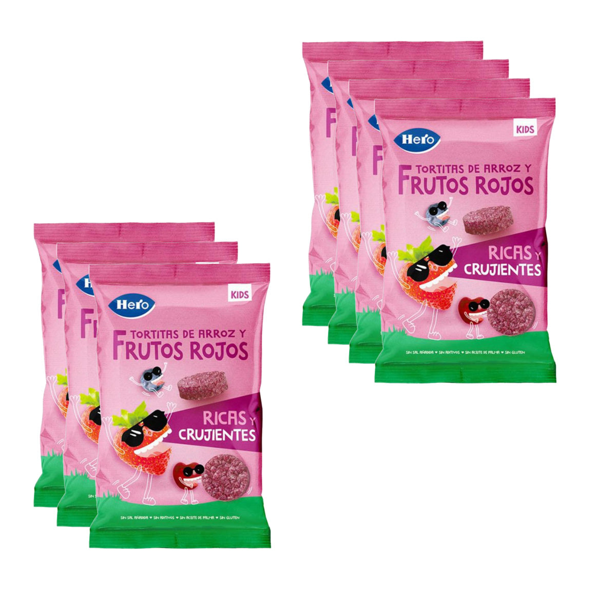 Pack 7x Tortitas de Arroz y Frutos rojos sin gluten 40 g-Hero Kids