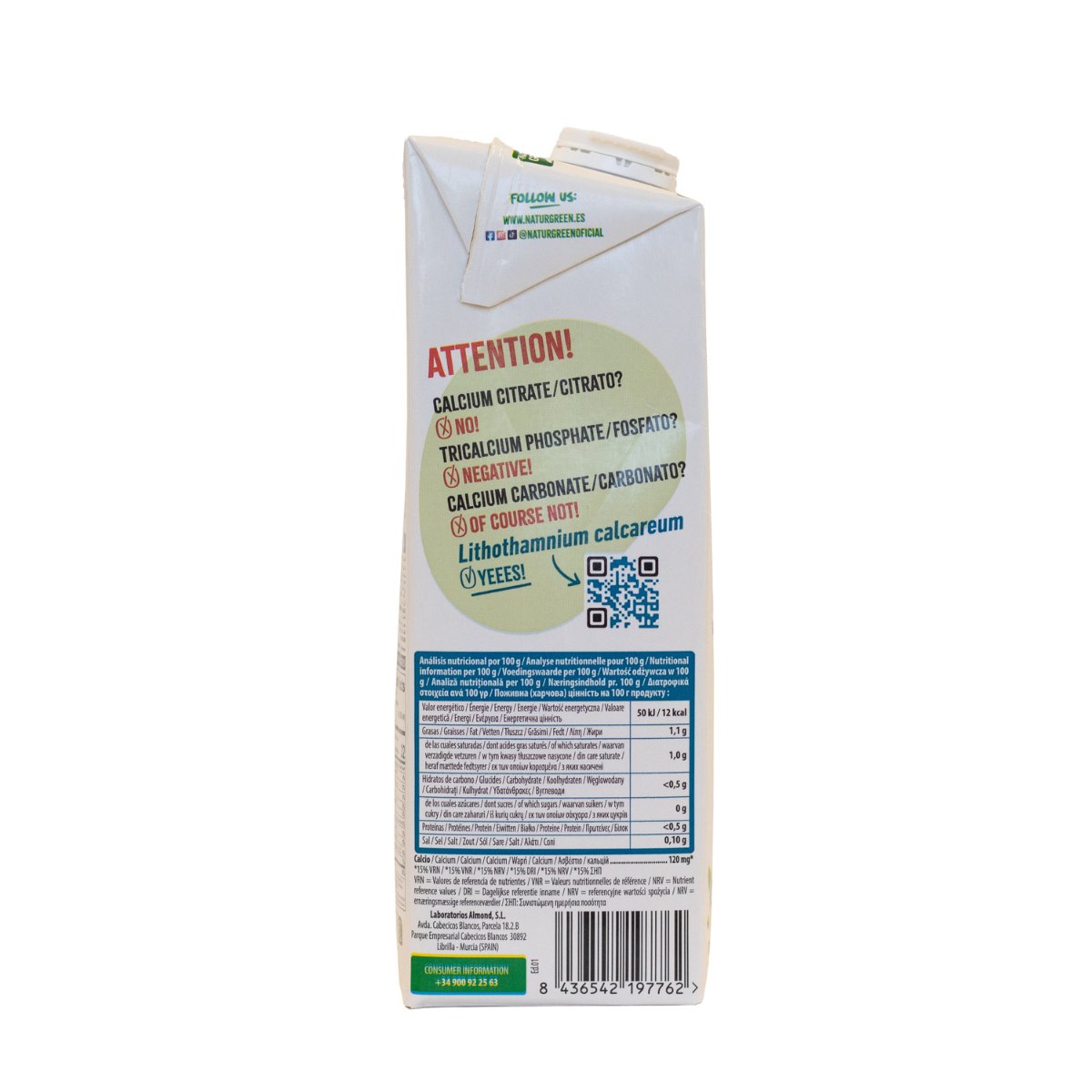 Bevanda vegetale al cocco senza zucchero e calcio NaturGreen 1 litro