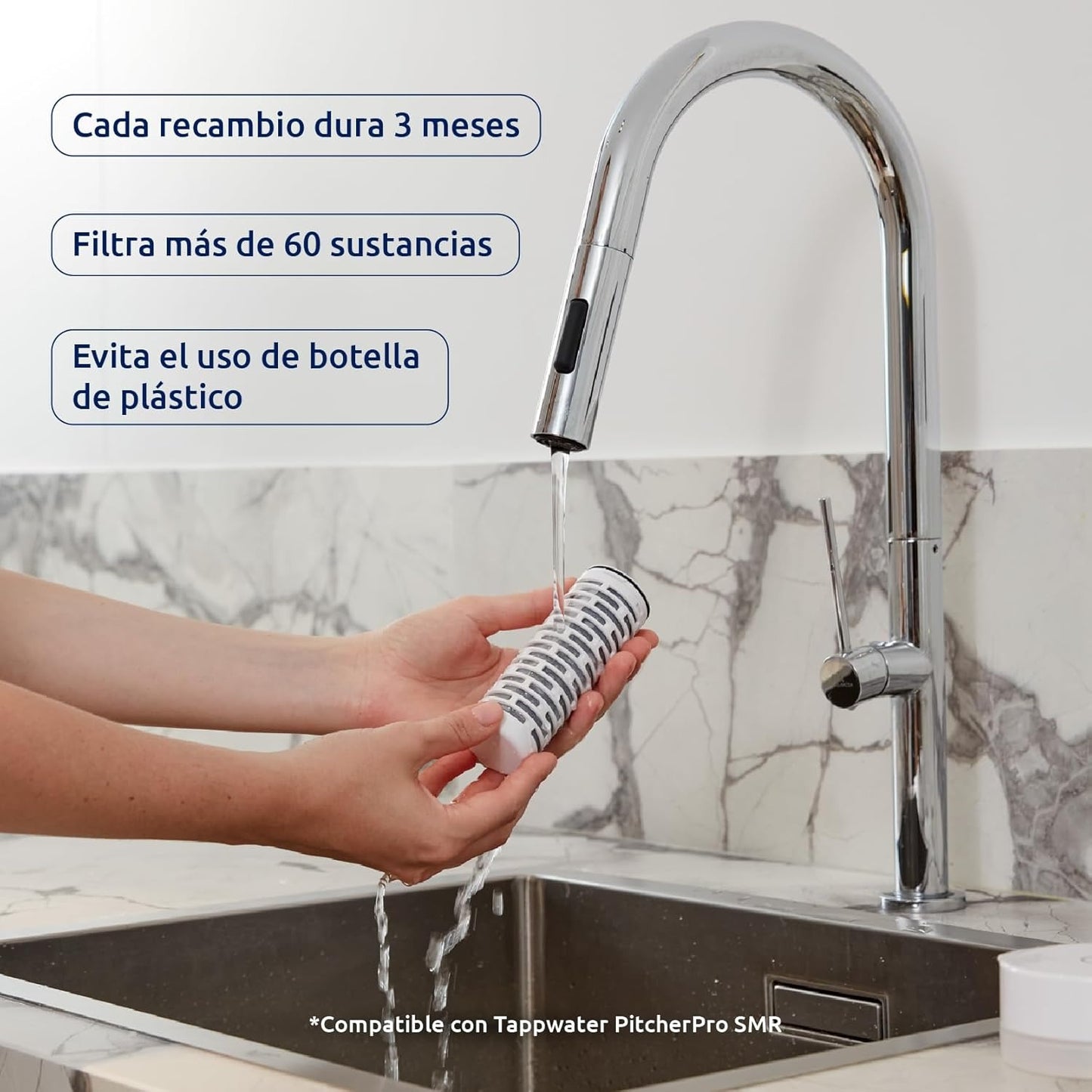 Carafe filtrante en verre PitcherPro SMR Tappwater 1,45 l