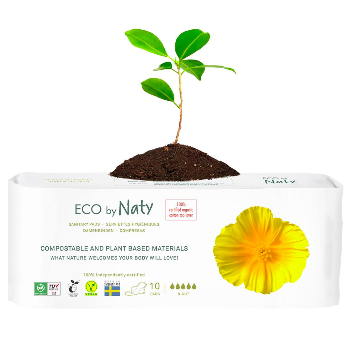 Serviettes hygiéniques ECO nuit Naty 10 unités