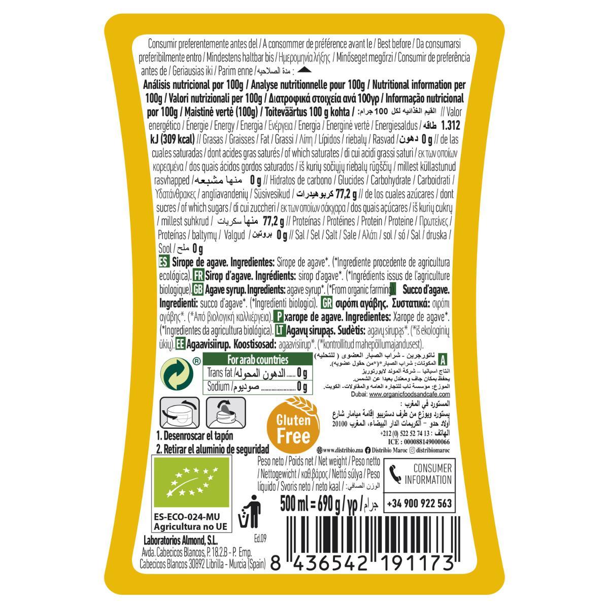 Pack 2 uds Sirope de Ágave Crudo Naturgreen 2 uds de 500 ml