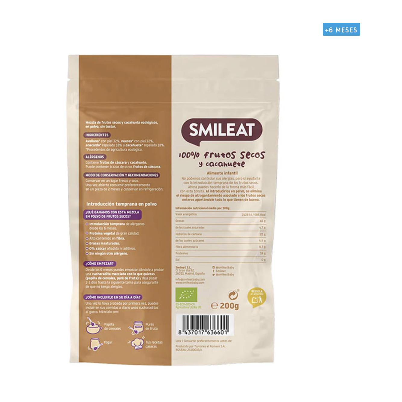 Mix Frutos Secos y Cacahuete en Polvo Bio Smileat 200g
