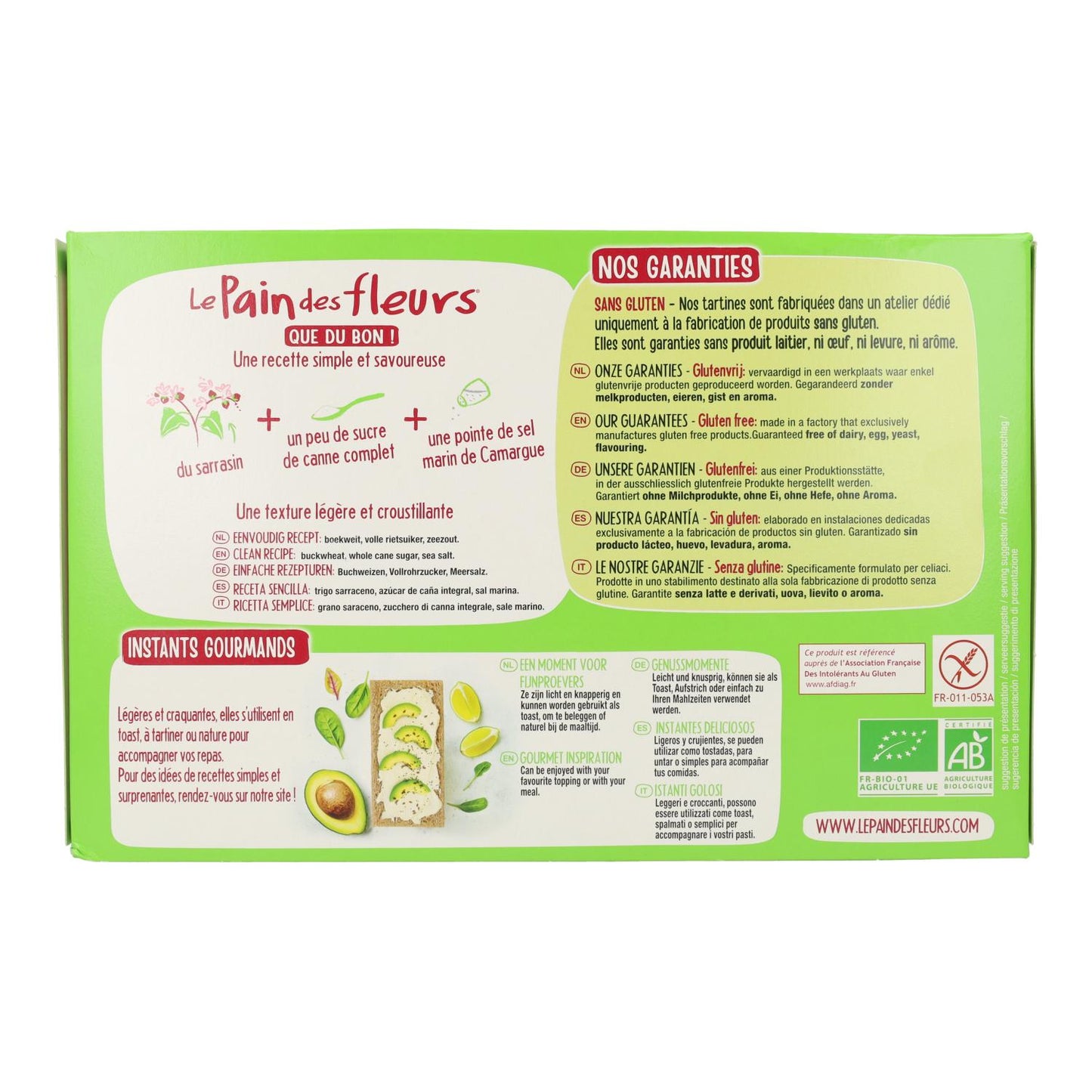 Packen Sie 2x knusprige Buchweizentoasts glutenfrei Le Pain de Fleurs 300 g