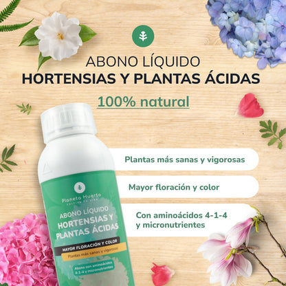 Vloeibare meststof Hortensia's en zure planten Planeta Huerto 250 ml