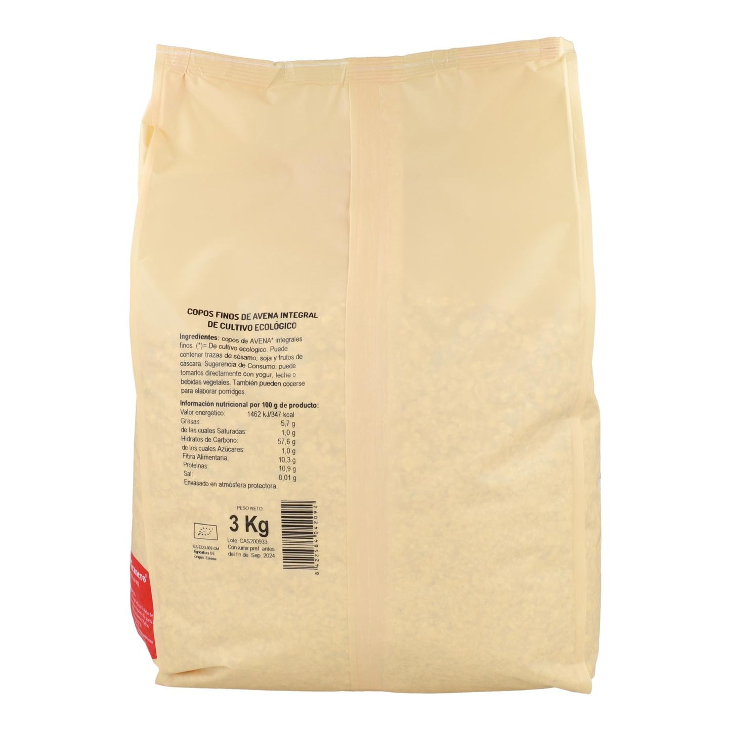 Fiocchi d'avena integrali biologici El Granero 3 kg