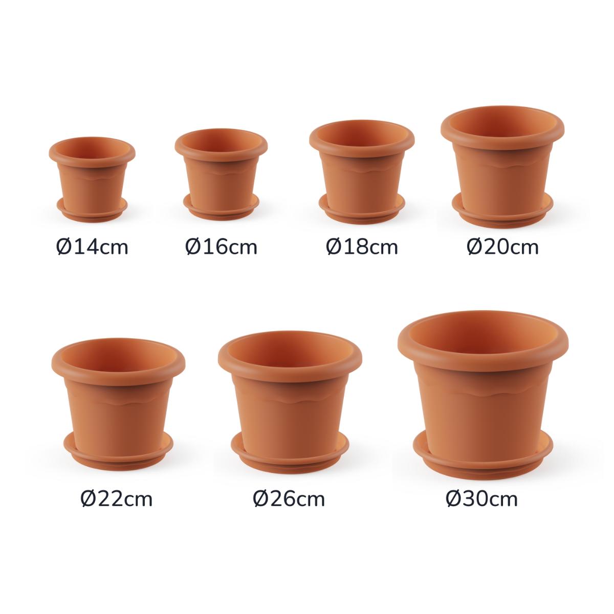Pack maceta redonda con plato color terracota Terra 26 x 19 cm