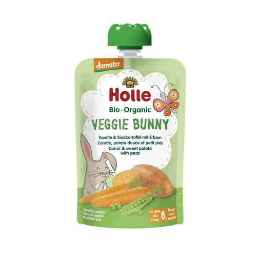 VEGGIE BUNNY - Wortel, zoete aardappel en erwten (vanaf 6 maanden) Eco/Dem Holle 100 g
