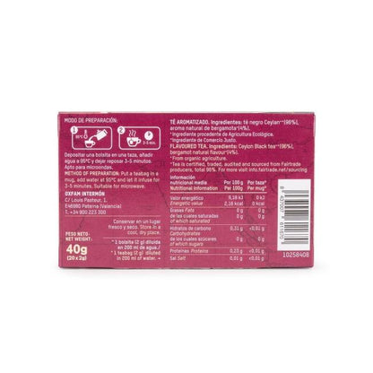 Té negro earl grey Comercio Justo bio  Tierra Madre Oxfam Intermón 40 g