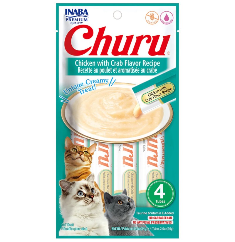 Churu Rezept mit Huhn und Krabben Cremiger Snack für Katzen 4 x 14 g